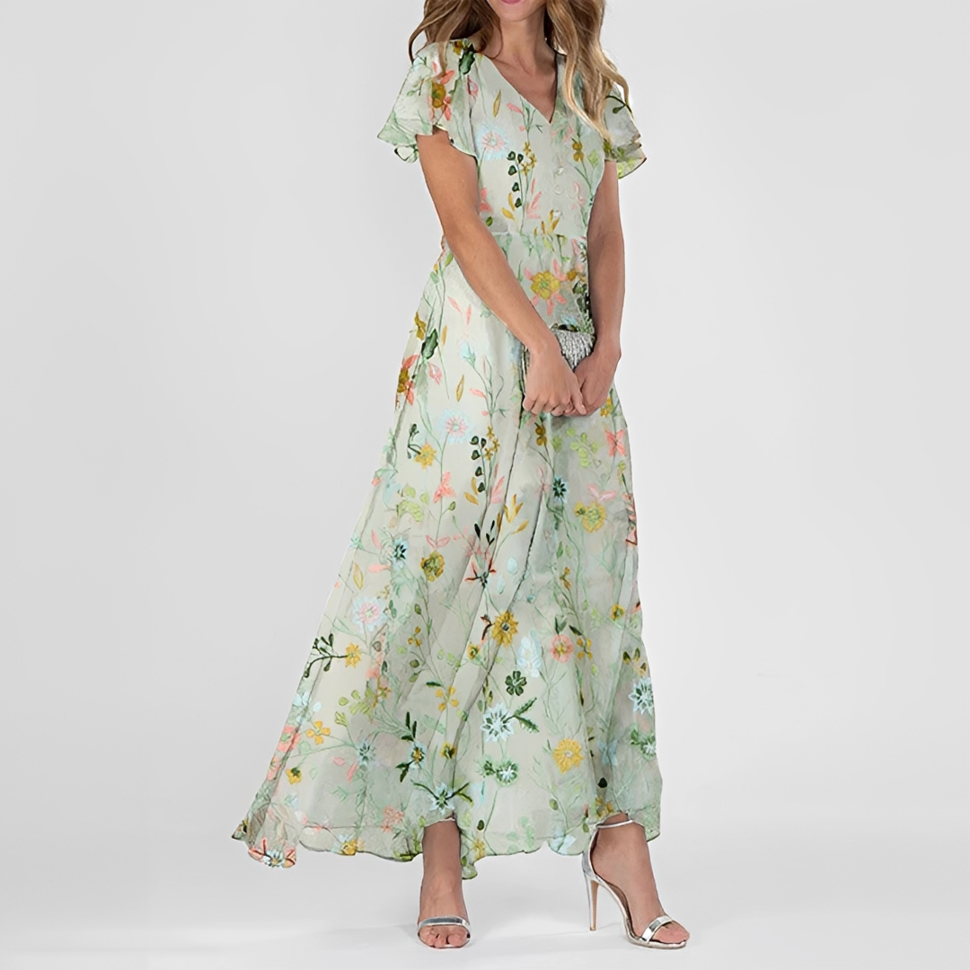 Florina - Elegant Maxiklänning med Blommönster
