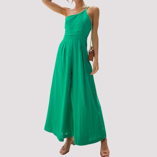 Viva – Elegant Jumpsuit med En Axel och Vid Byxa
