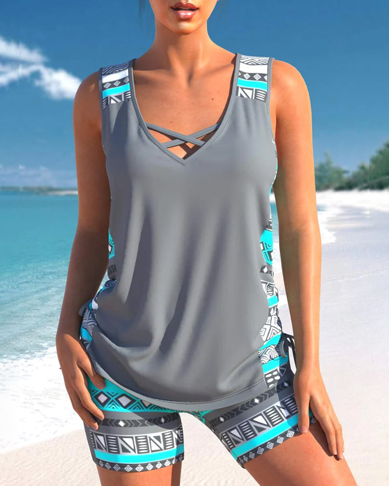 Druck Tankini Set för Varmt Väder