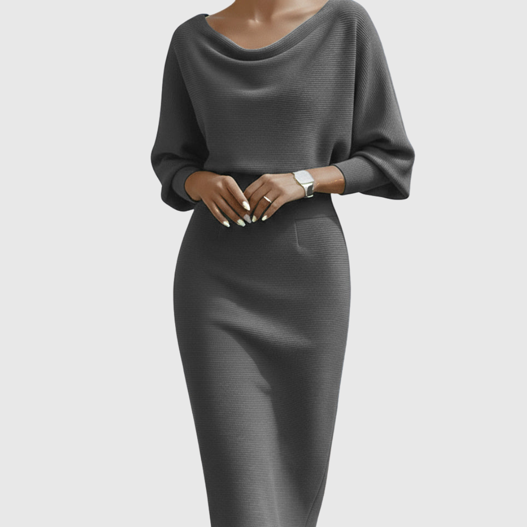 Livia | Kvinnors Stilfulla Draperade Midi Klänning