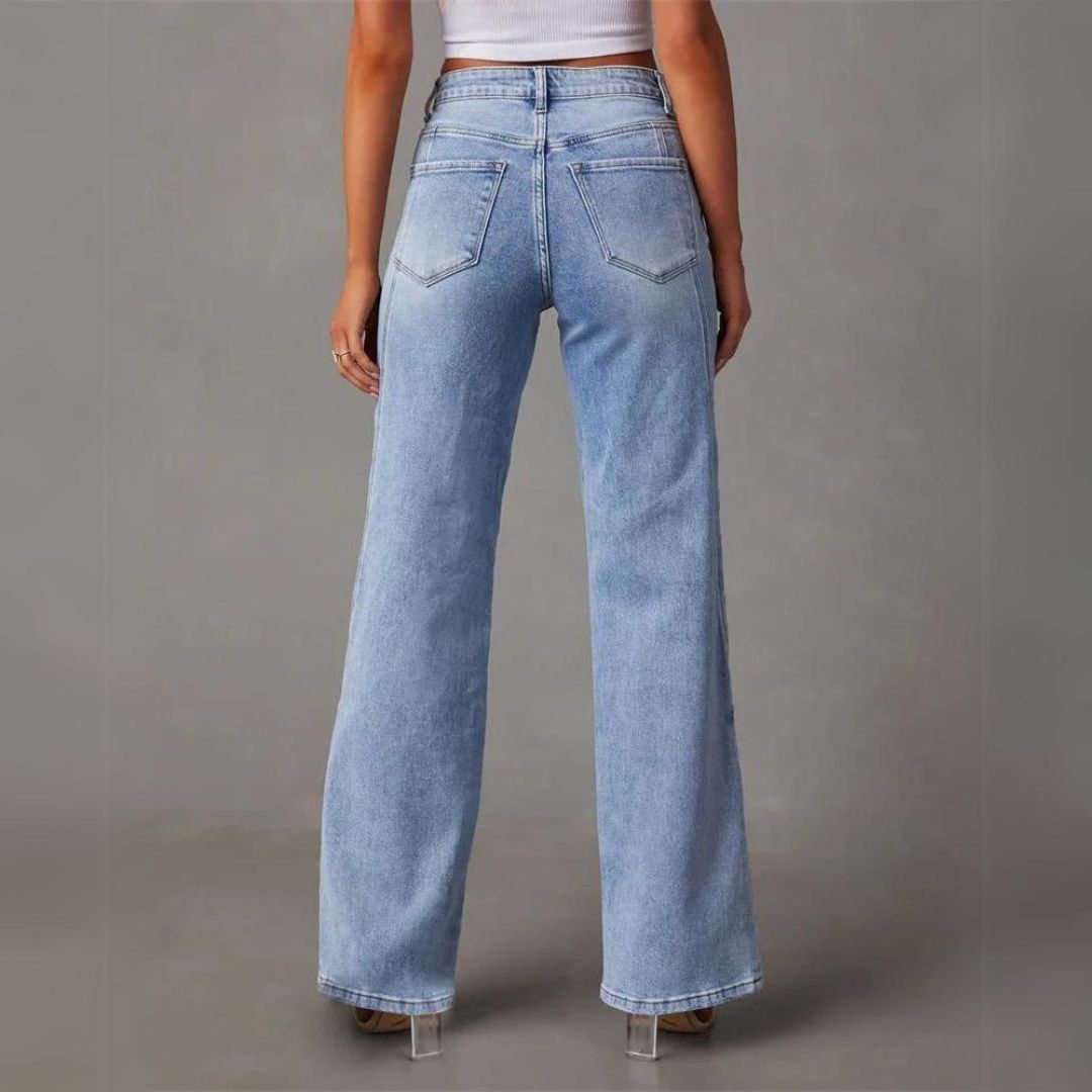 Elegant Oversized Jeans med Høj Talje – Tidløs Stil