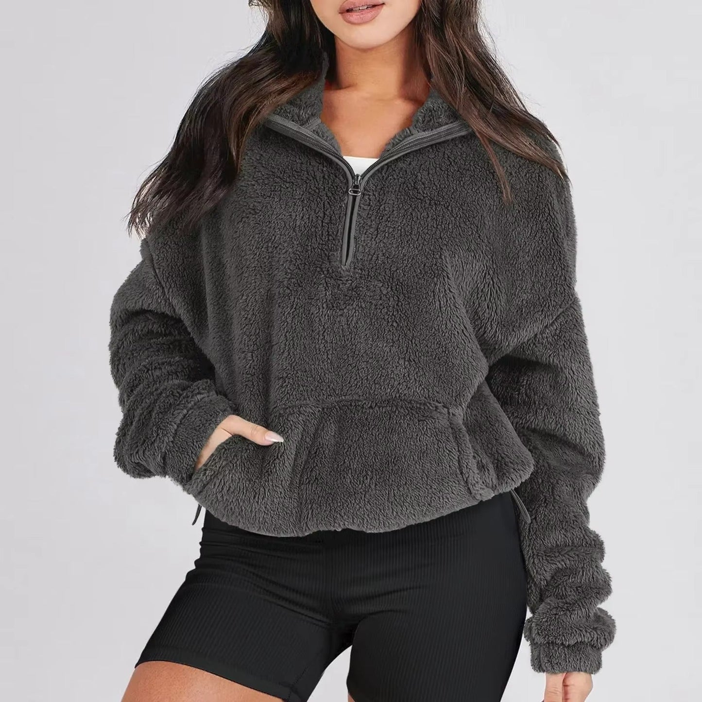 Luksuriøs Fleece Pullover med Halv-Zip til Damer