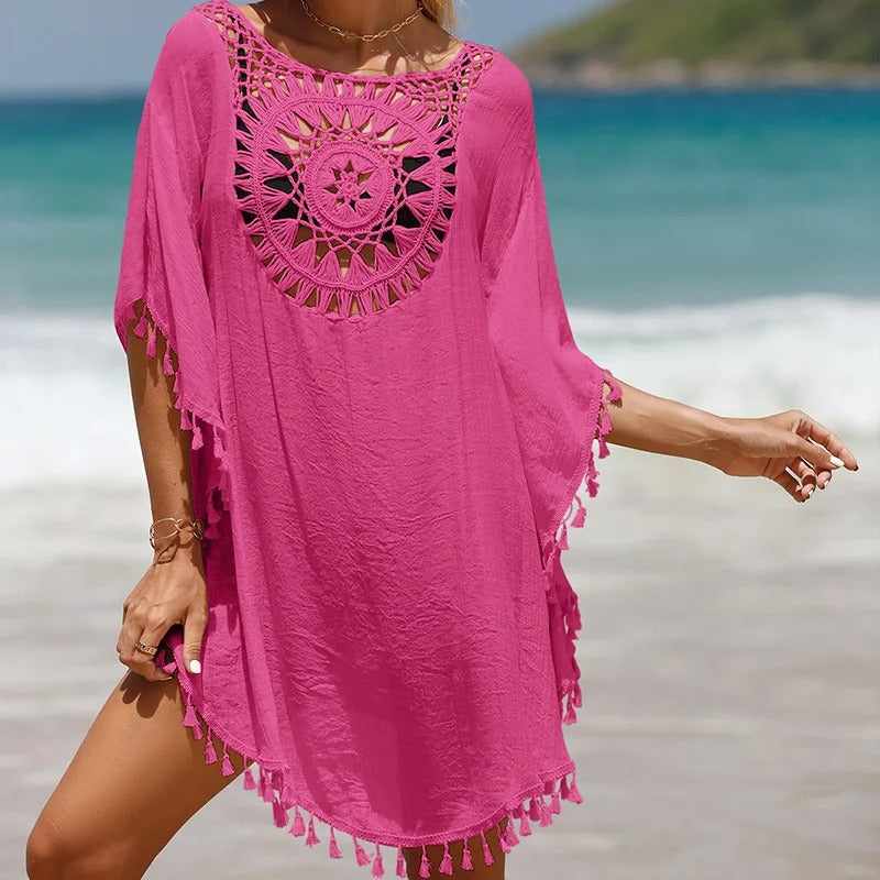 Sommerligt Boho-Kjole med Hæklet Detalje