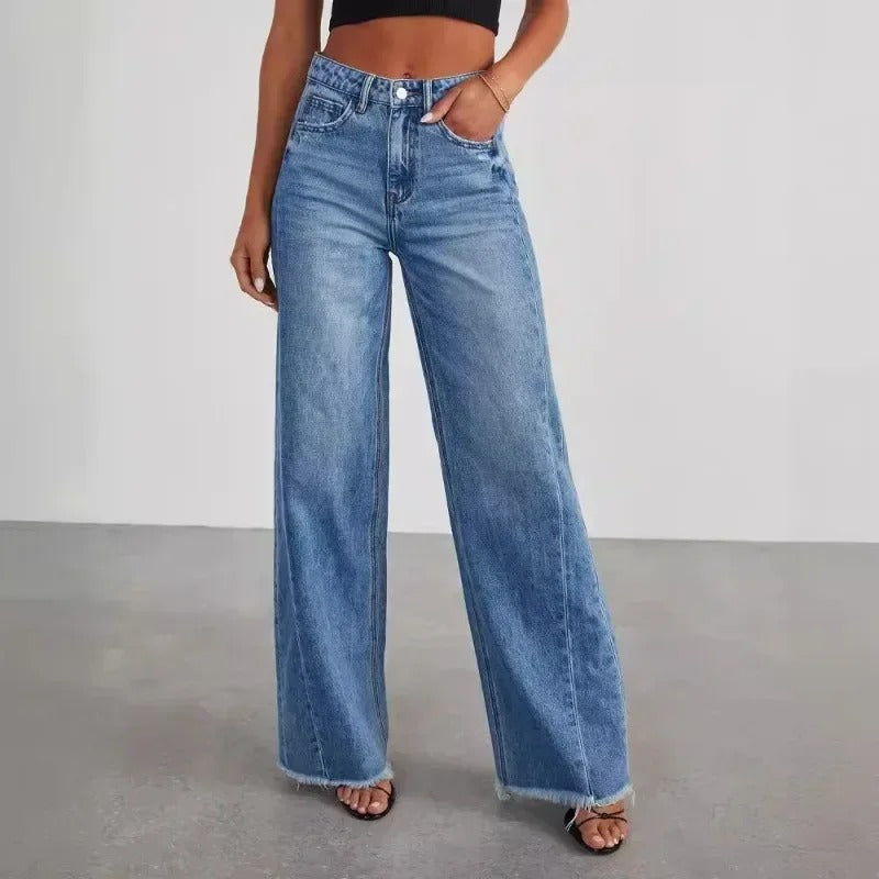 Moderne Løse Jeans med Fringing – Trendy og Elegant