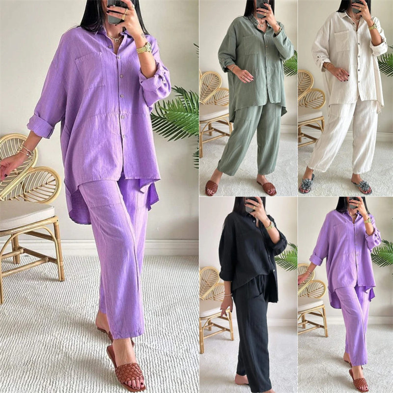Chic Sæt til Kvinder: Oversized Bluse og Bukser