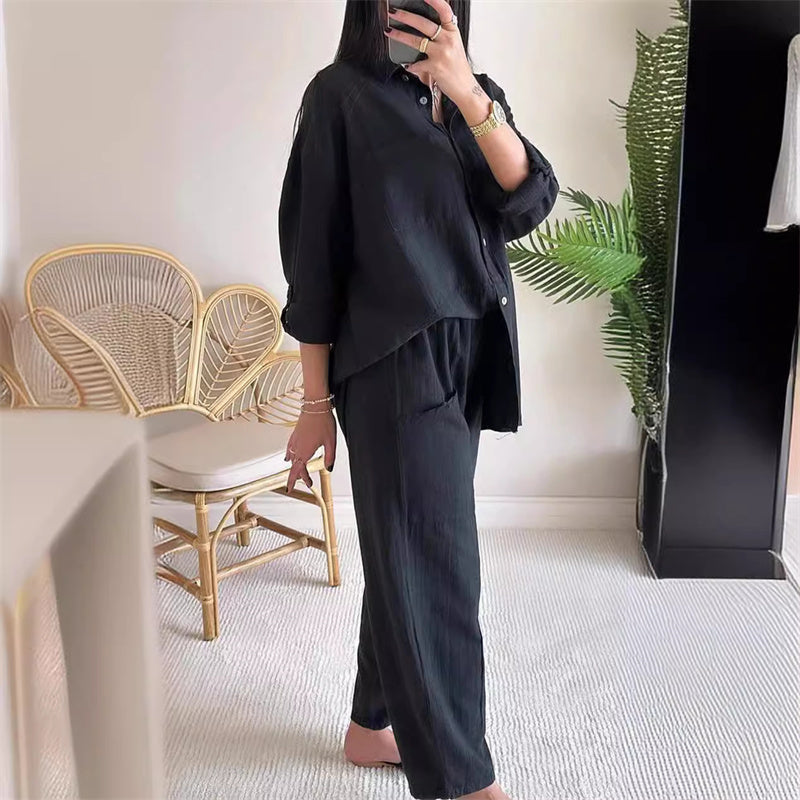 Chic Sæt til Kvinder: Oversized Bluse og Bukser