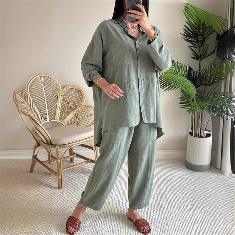 Chic Sæt til Kvinder: Oversized Bluse og Bukser