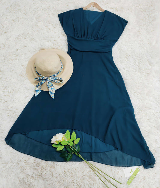 Elegant Chiffong Midi Klänning för Dam
