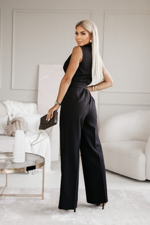Ärmlös jumpsuit för damer med knytbälte