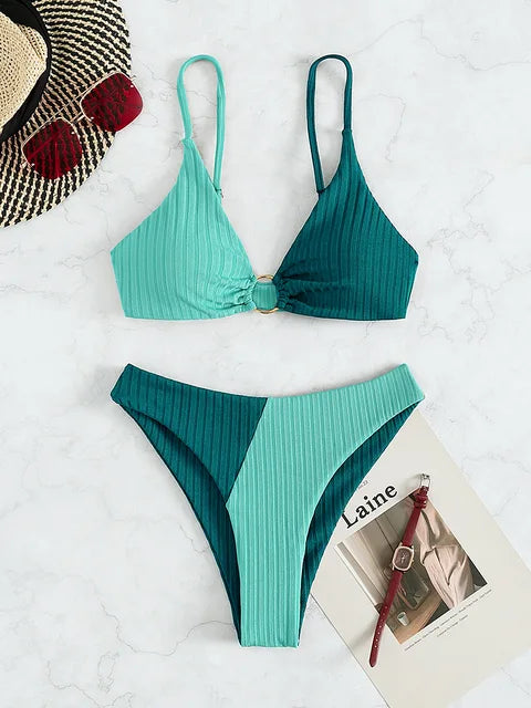Bikini-set med hög midja för kvinnor – Push-Up-design