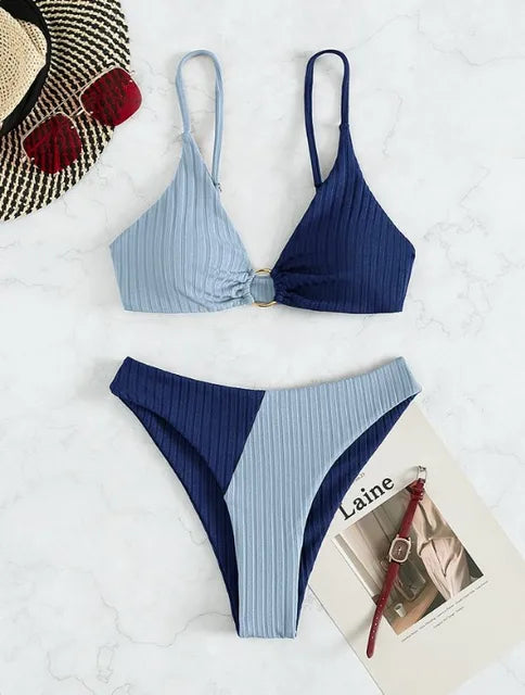Bikini-set med hög midja för kvinnor – Push-Up-design