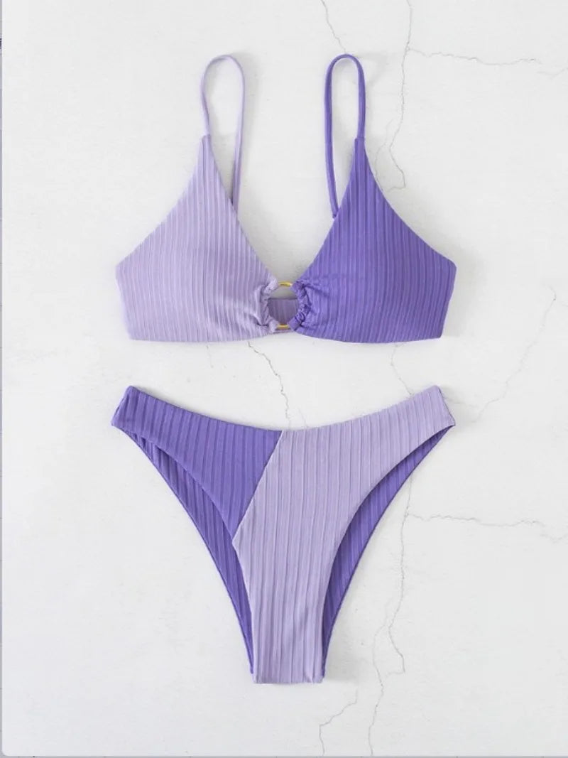 Bikini-set med hög midja för kvinnor – Push-Up-design