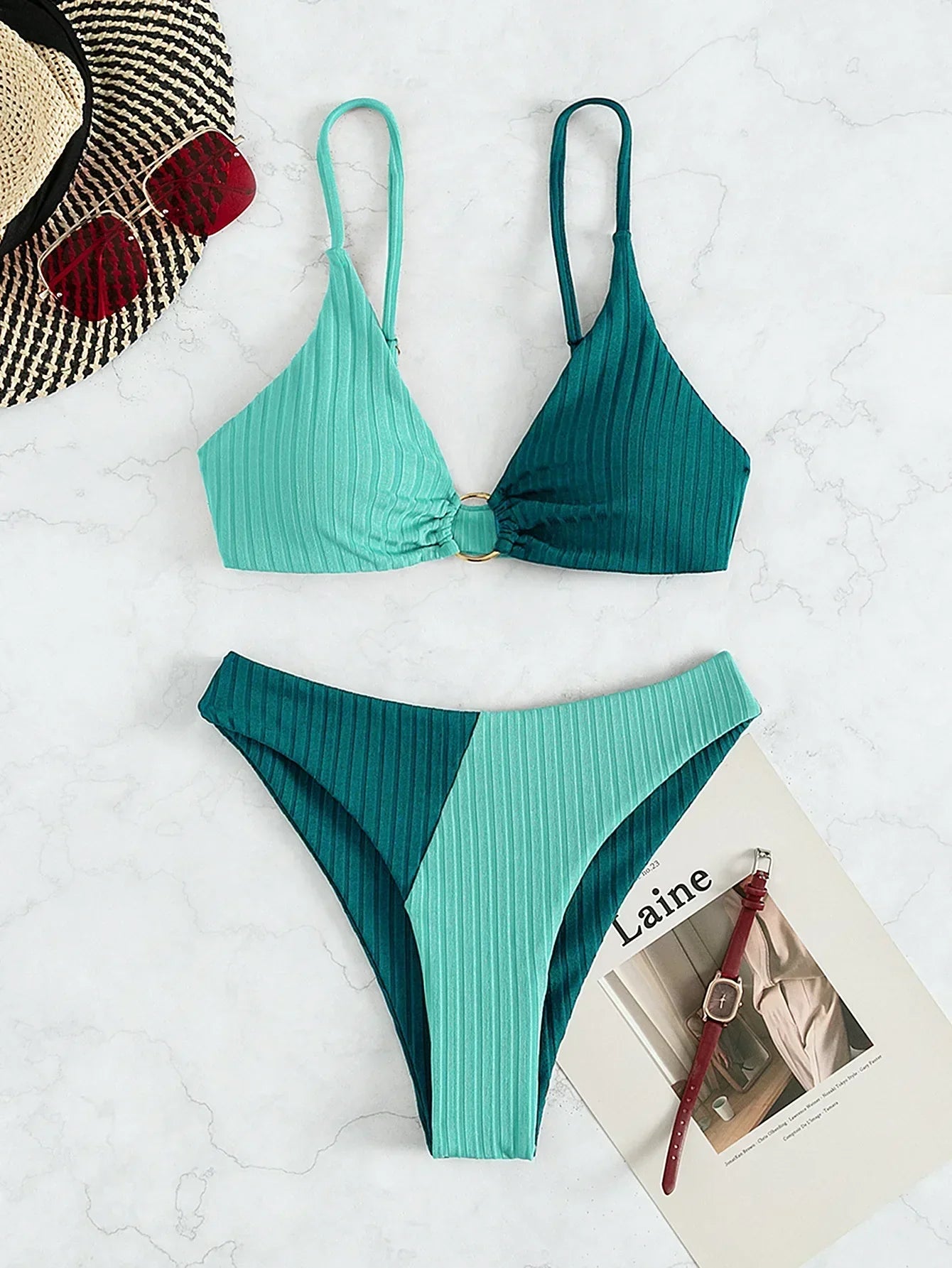 Bikini-set med hög midja för kvinnor – Push-Up-design