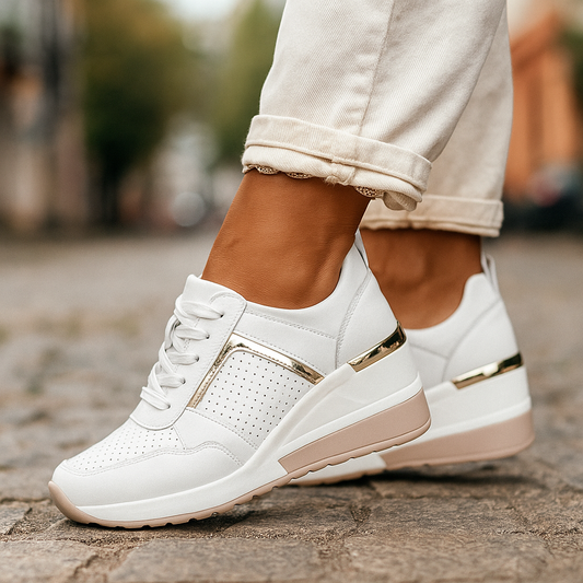 Sneakers för kvinnor med snörning och platt sula