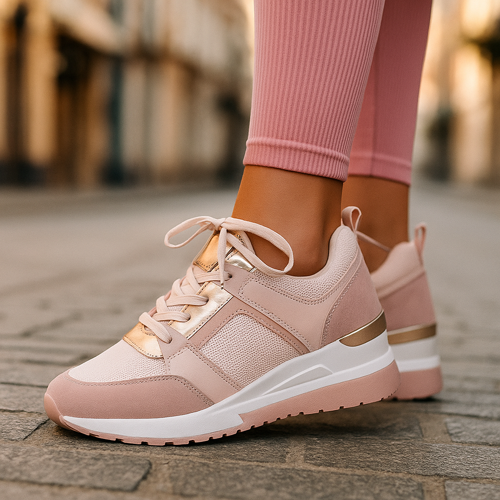 Sneakers för damer med snörning och platt sula