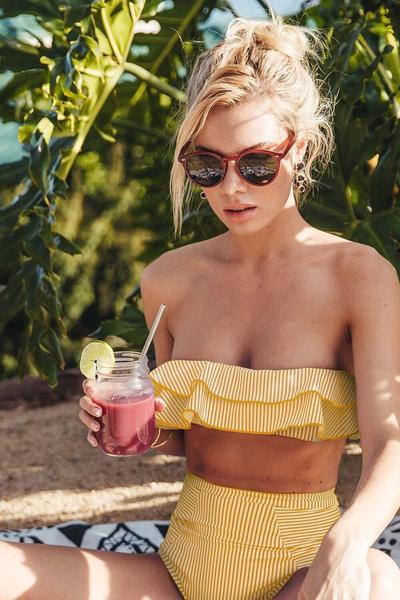 Feminins Bandeau-Bikini med Lekfulla Volanger