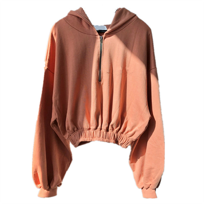 Chic cropped Sweatjakke med høj krave