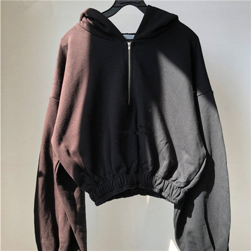 Chic cropped Sweatjakke med høj krave