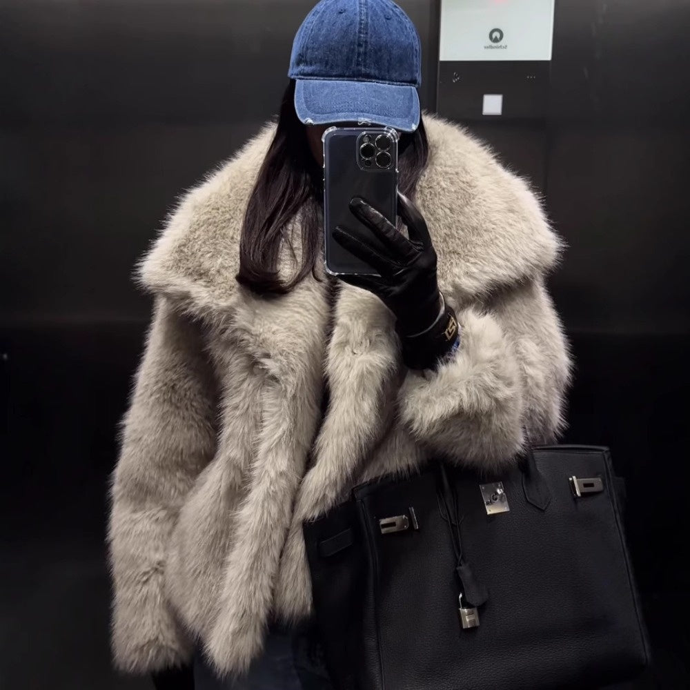 Eksklusiv Kunstpels Vinterfrakke til Damer - Varme & Stil