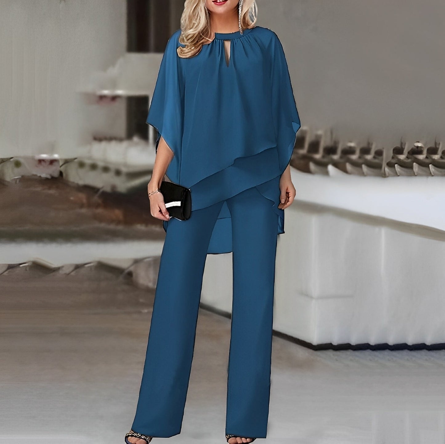 Sofistikeret to-delt jumpsuit med unik overdel
