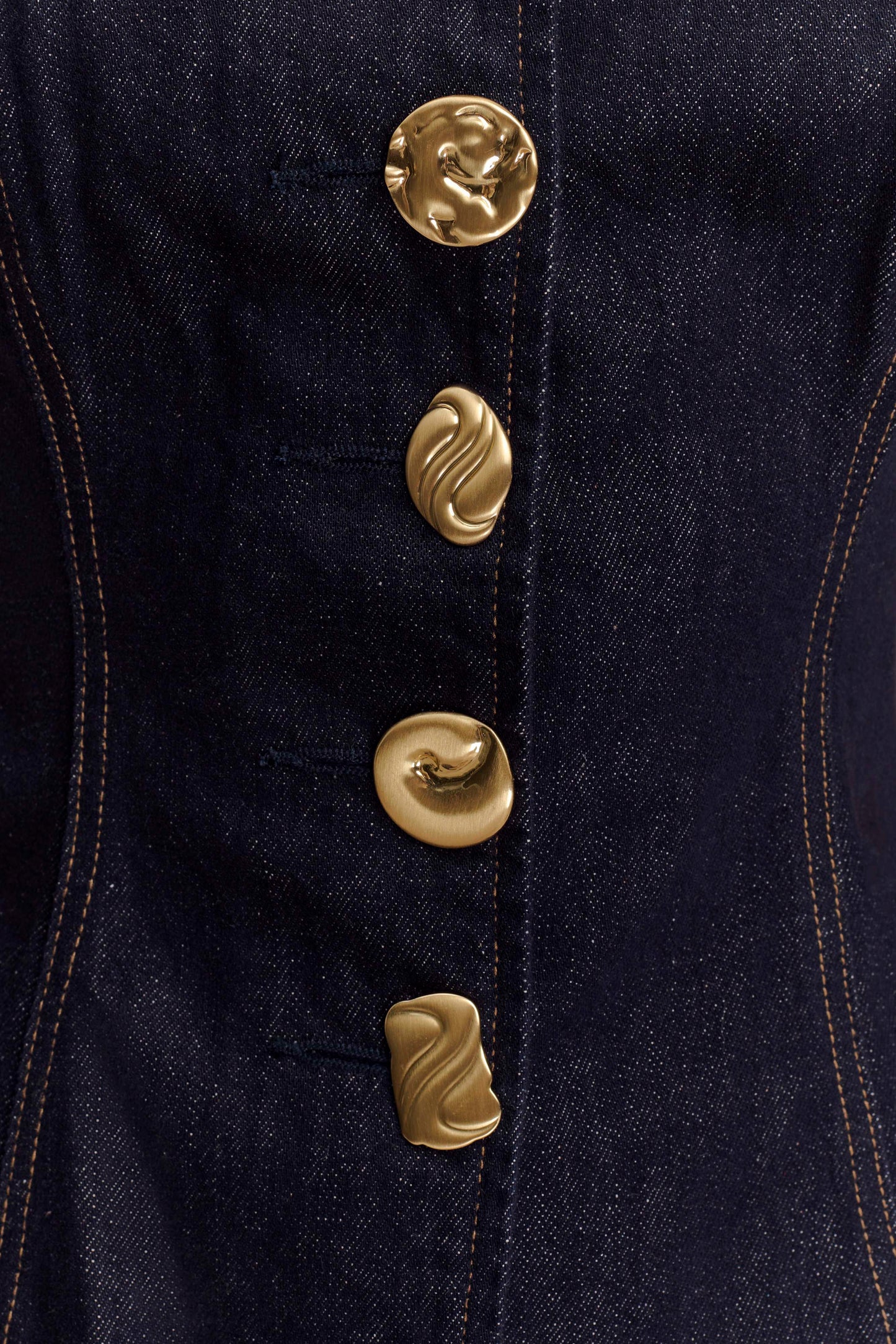 Elegant denim sæt med korsettop og lige ben bukser