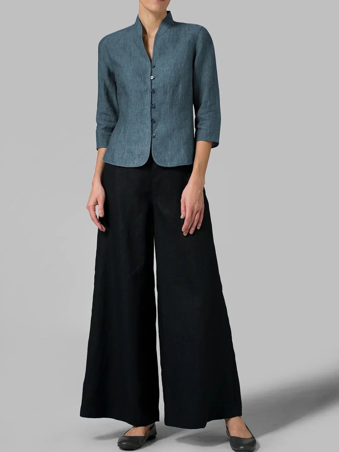 Celestina - Elegant Blus med Stående Krage