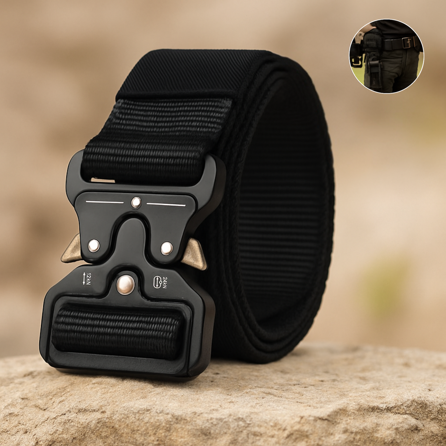 VarmNord – Taktisk bælte med hurtiglukning | Trinfri justerbar, rivfast & robust | Outdoor vandring militær brug