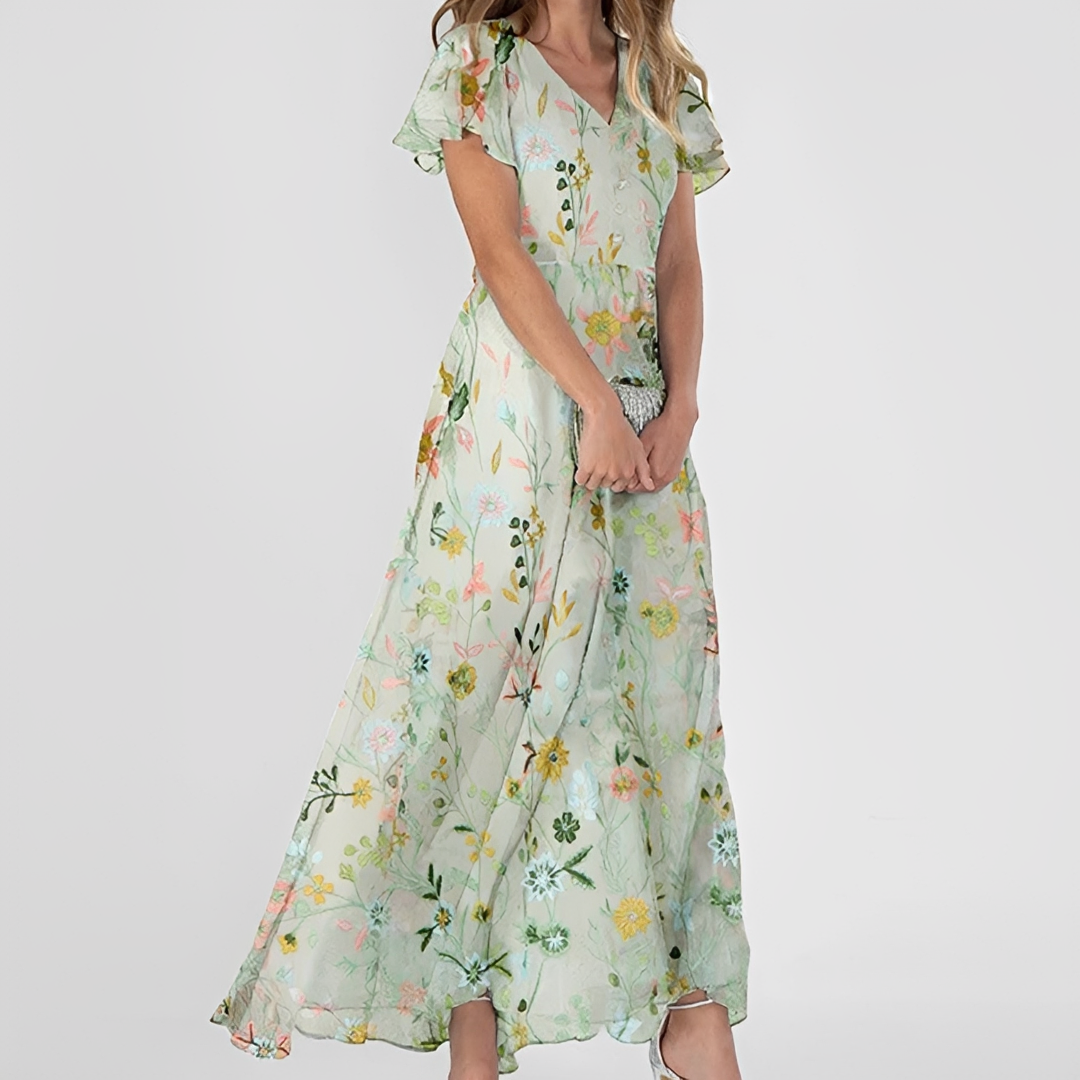 Florina - Elegant Maxiklänning med Blommönster