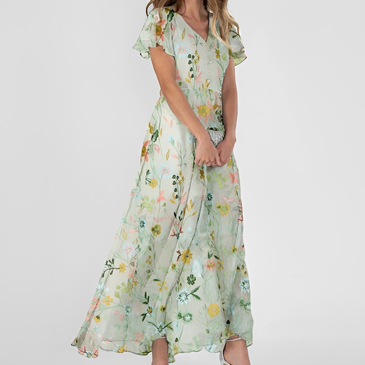Florina - Elegant Maxiklänning med Blommönster