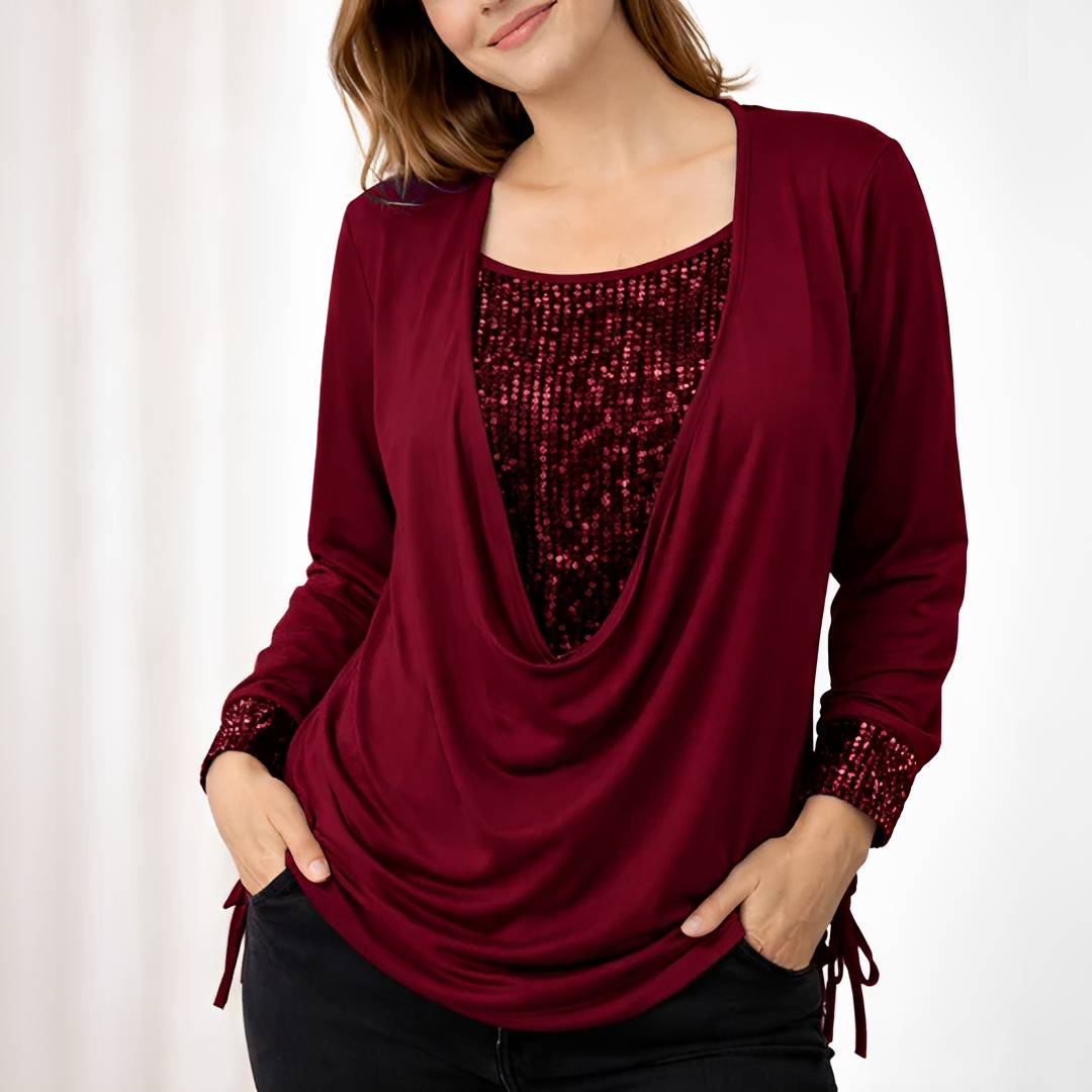 Elara - Elegant Blus med Långa Ärmar för Damer