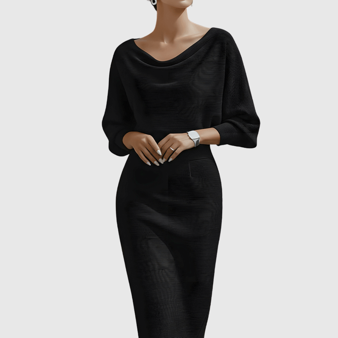 Livia | Kvinnors Stilfulla Draperade Midi Klänning