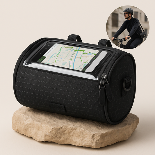 VarmNord – cykeltaske med lomme til mobil | Vandtæt touchscreen-nylon | Styre- & skuldertaske til pendlere & E-bike brugere