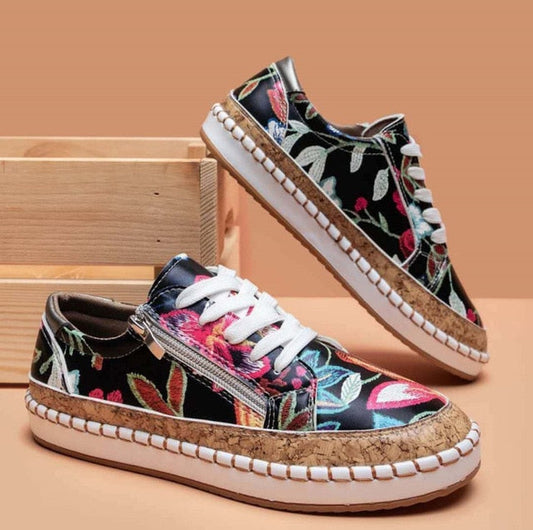 Sneakers för damer i espadrille med broderi