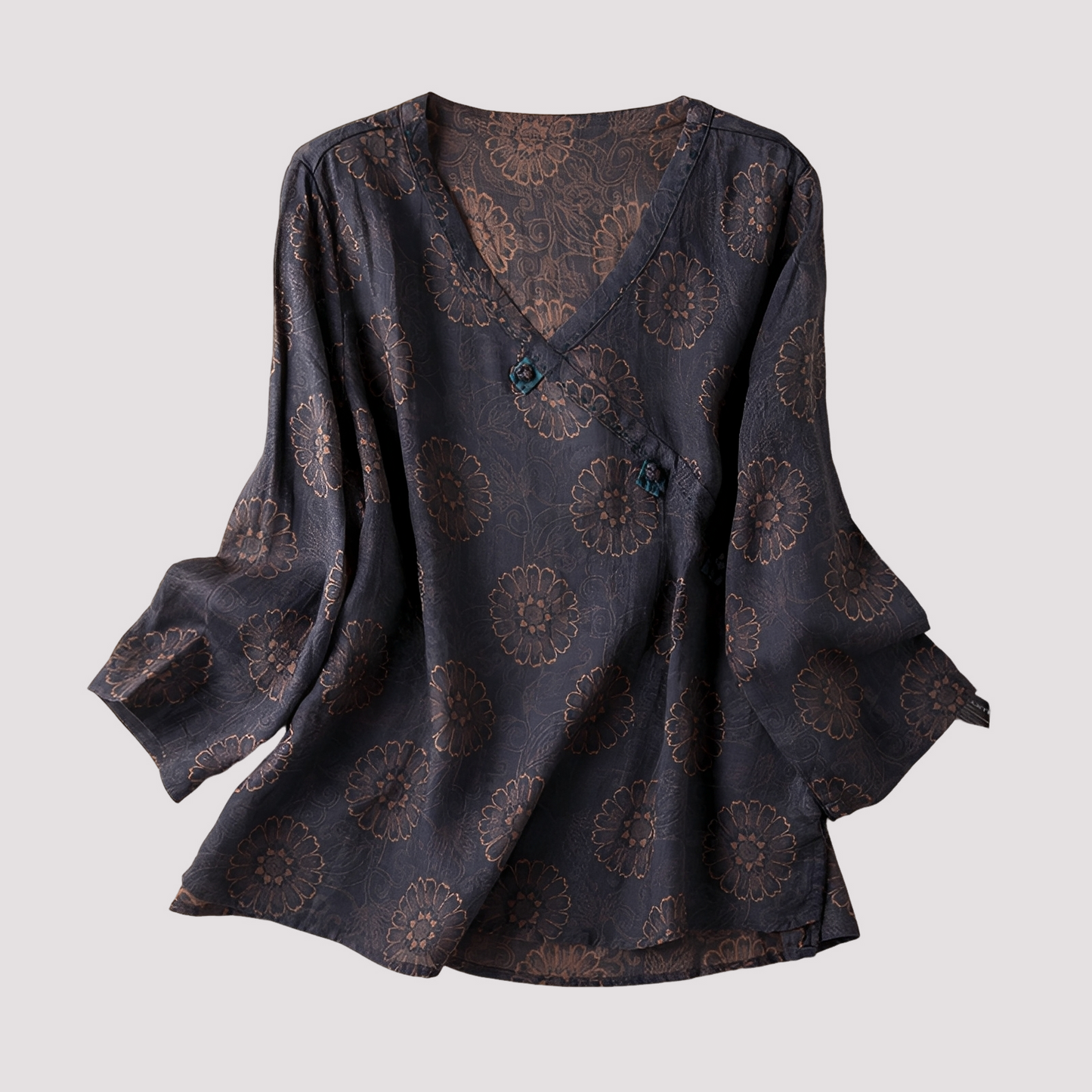 Florabel - Elegant Blus med Blommigt Mönster för Kvinnor