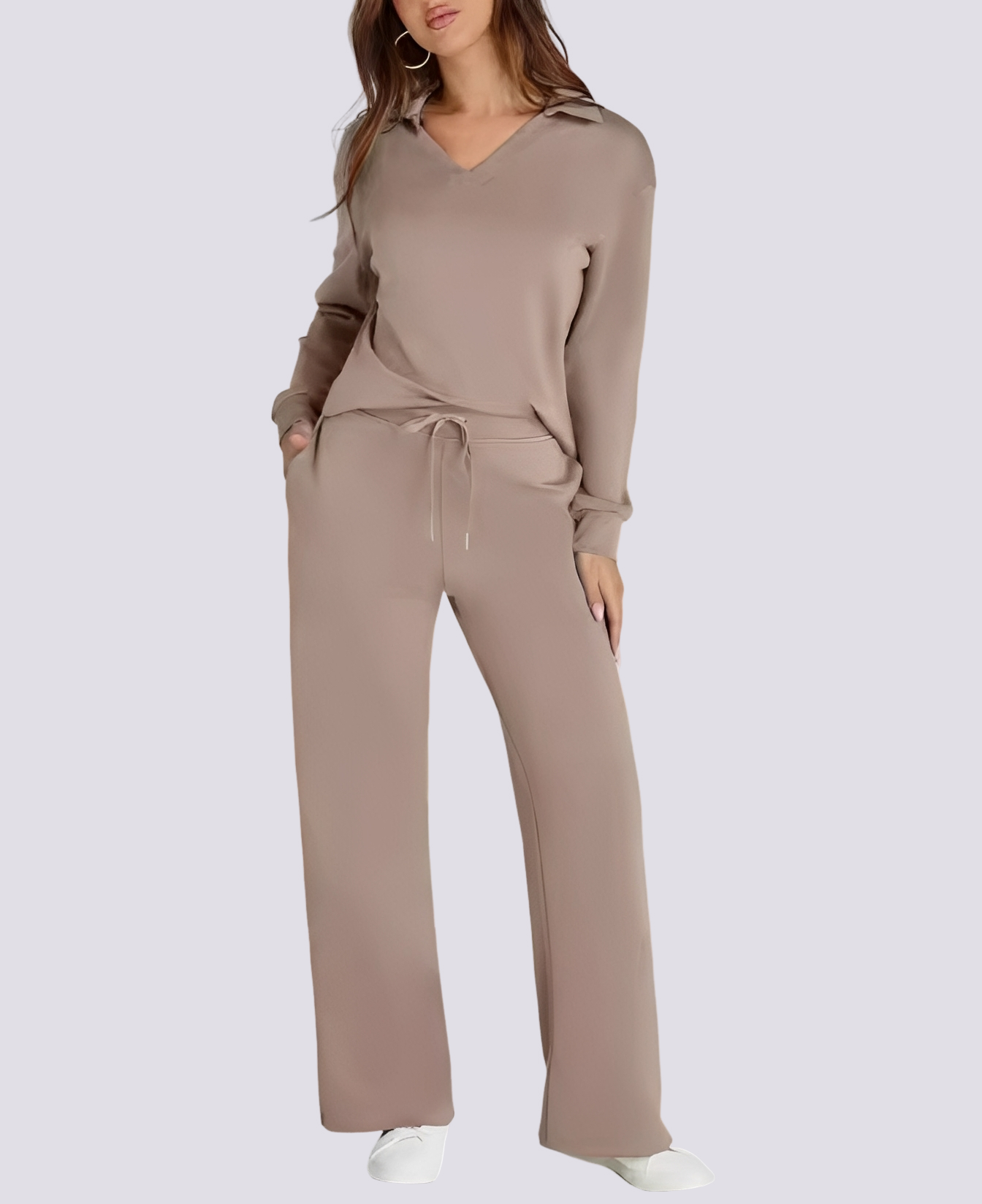 Sofia - Chic V-ringad Set för Avkopplande Stil