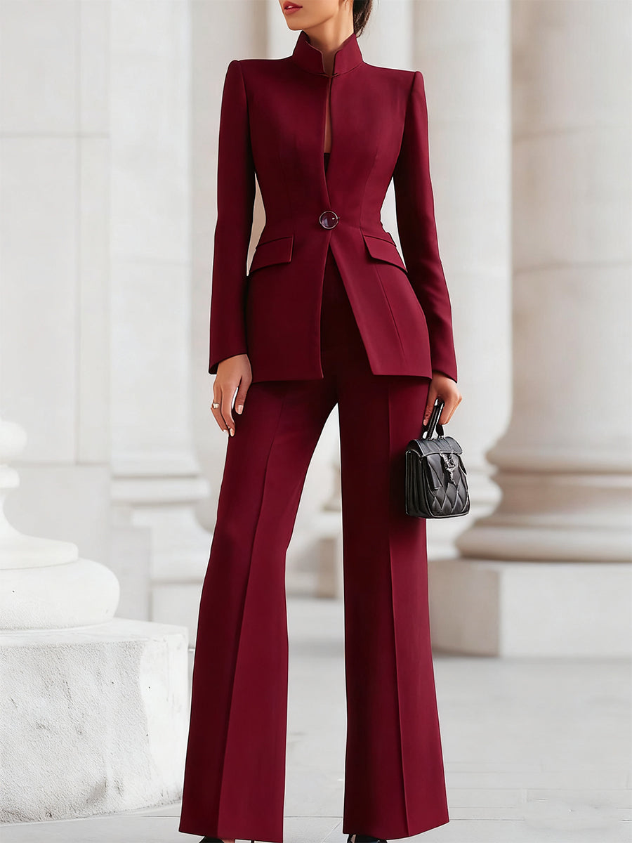 Sofia | Elegant Blazer Set med Vidbyxor för Sommaren