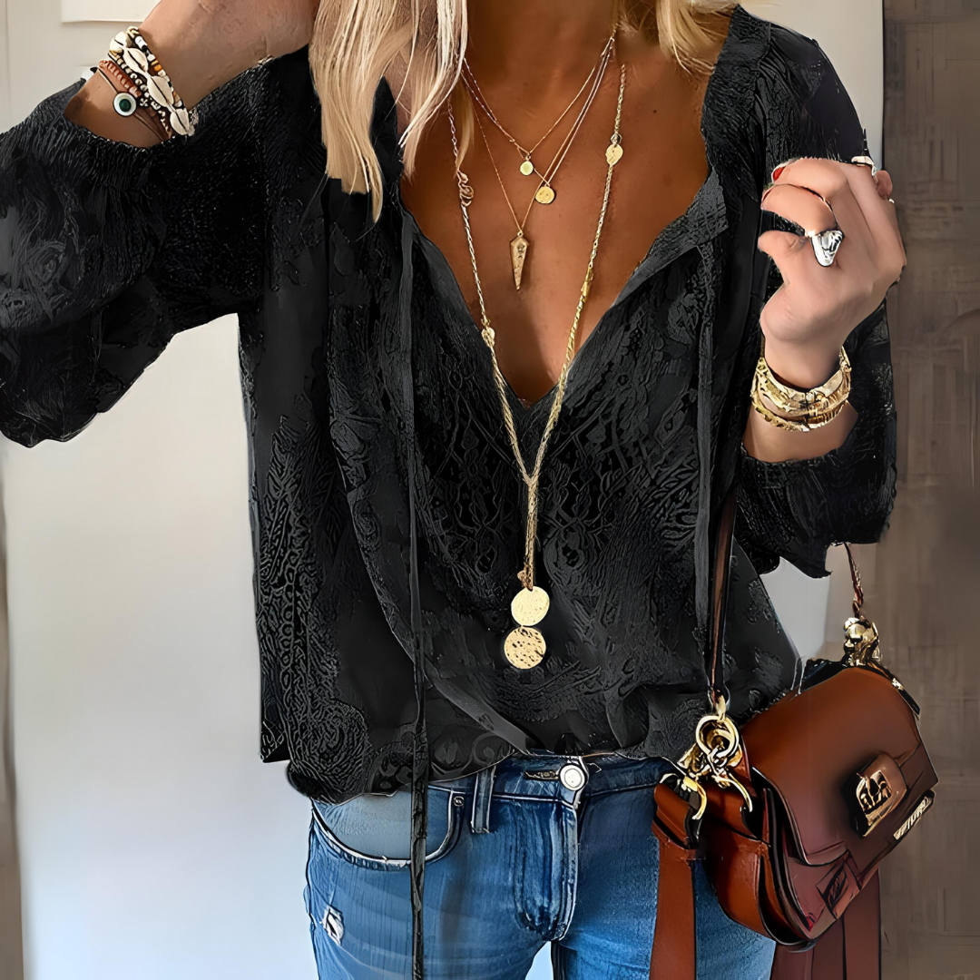 Livia | Elegant bohemisk blus med V-ringning för dam