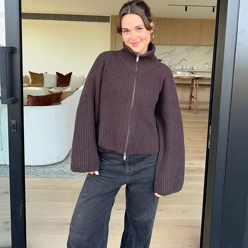 Elegant Uld-Cashmere Jakke med Lynlås