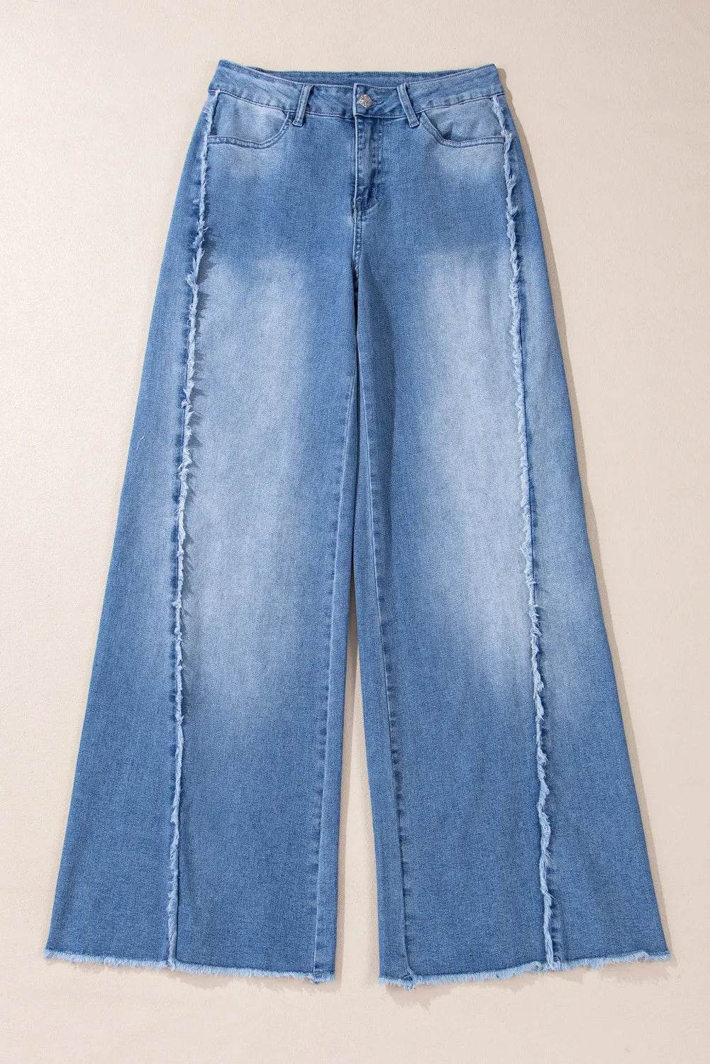 Moderne Denim Bukser med Ufer og Løse Ben
