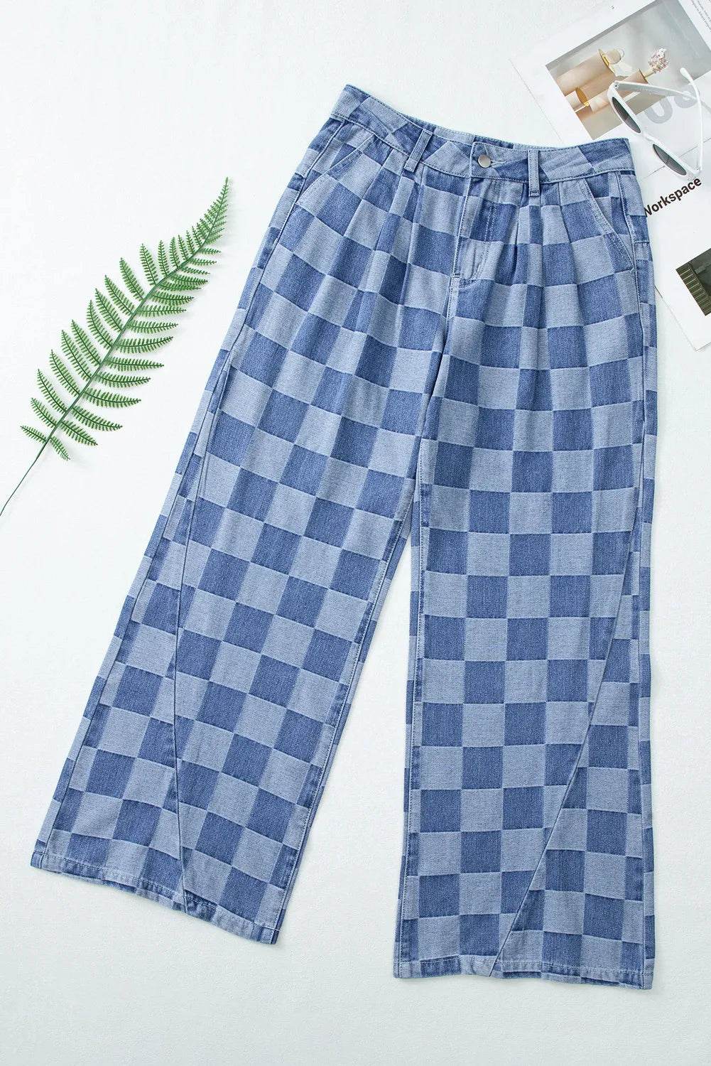 Klassiske Karo-Jeans med Løs Pasform og Praktiske Lommer