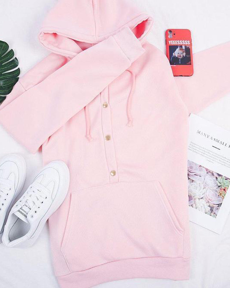 Elegant rosa hoodie med praktisk känguruficka för kvinnor