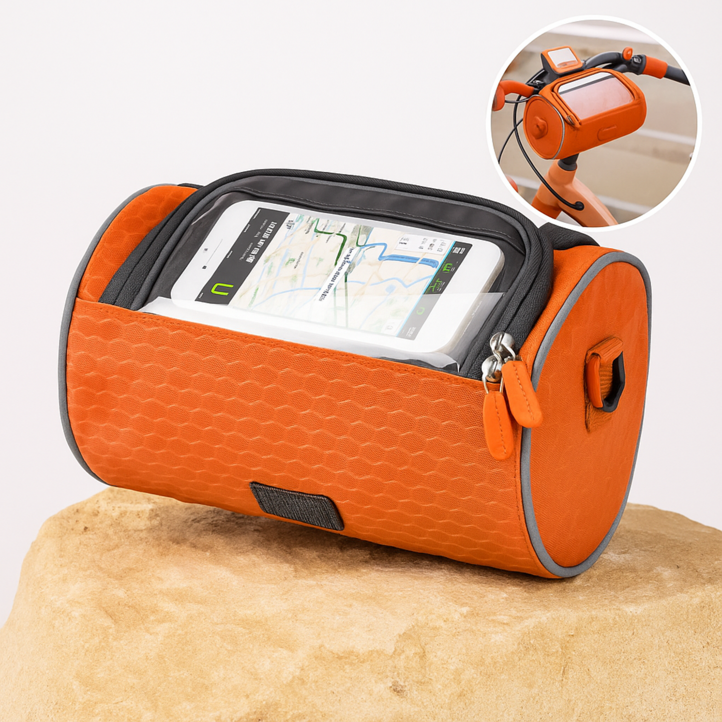 VarmNord – cykeltaske med lomme til mobil | Vandtæt touchscreen-nylon | Styre- & skuldertaske til pendlere & E-bike brugere