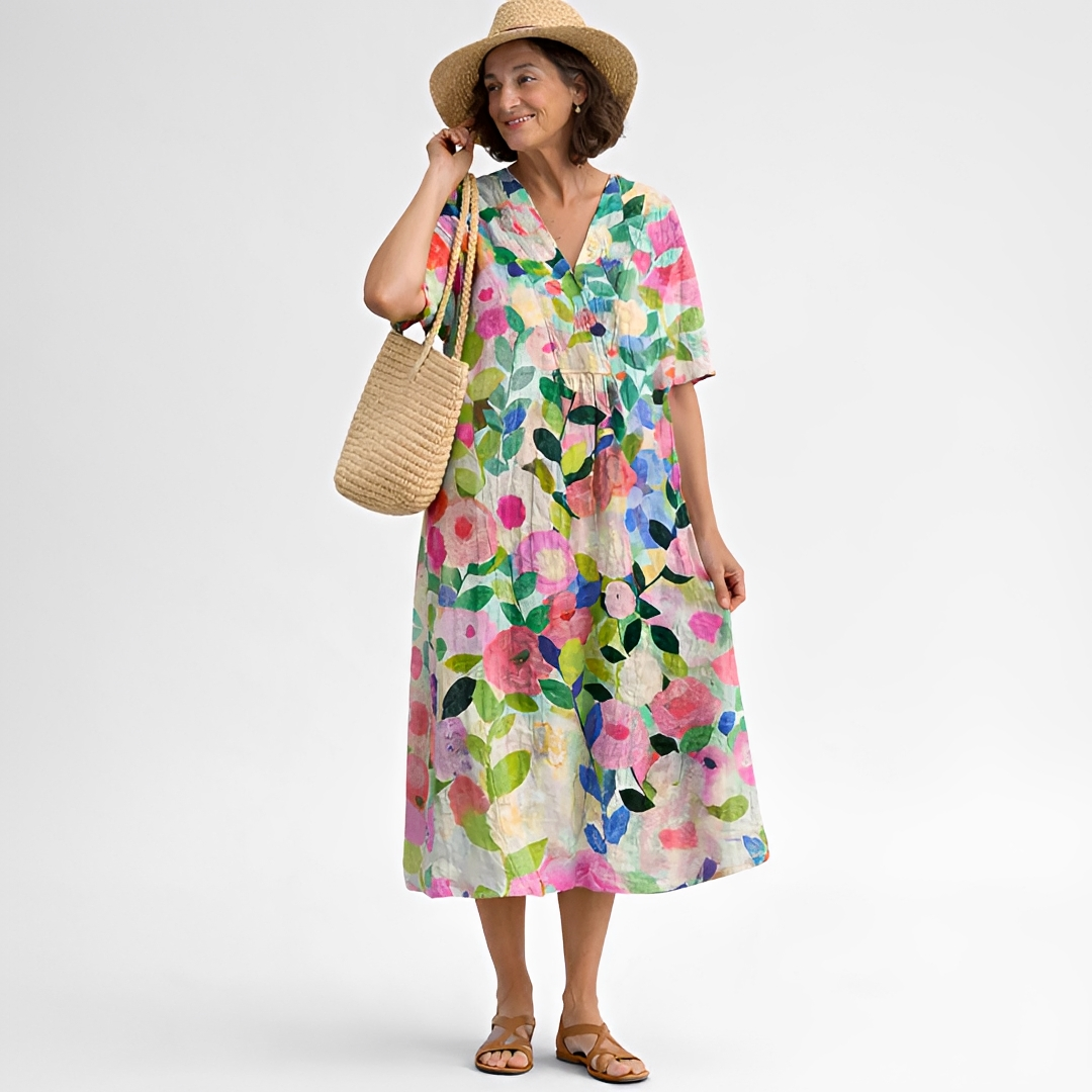 Blomstrande Sommardräkt för Eleganta Kvinnor