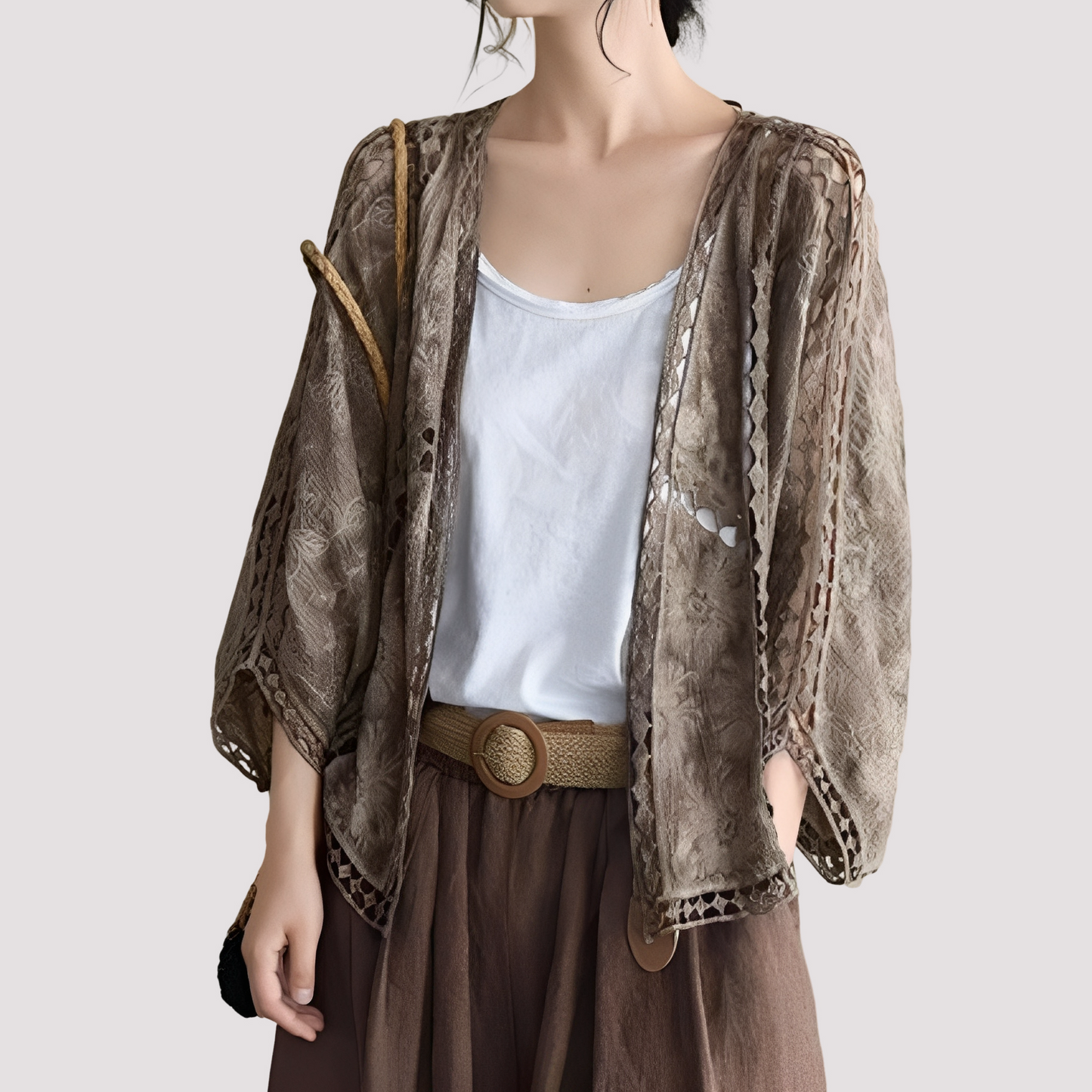 Nora - Trendig Cardigan med Cut-Outs för Damer
