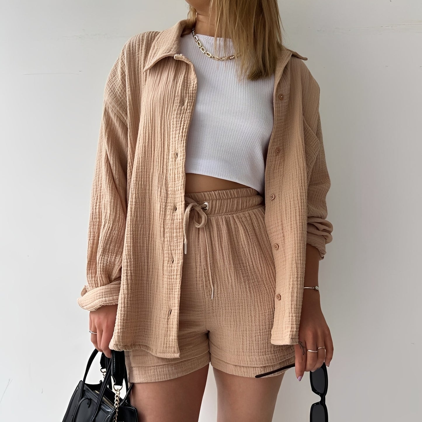 Sofia - Elegant Set med Reverskrage och Hög Midja för Damer