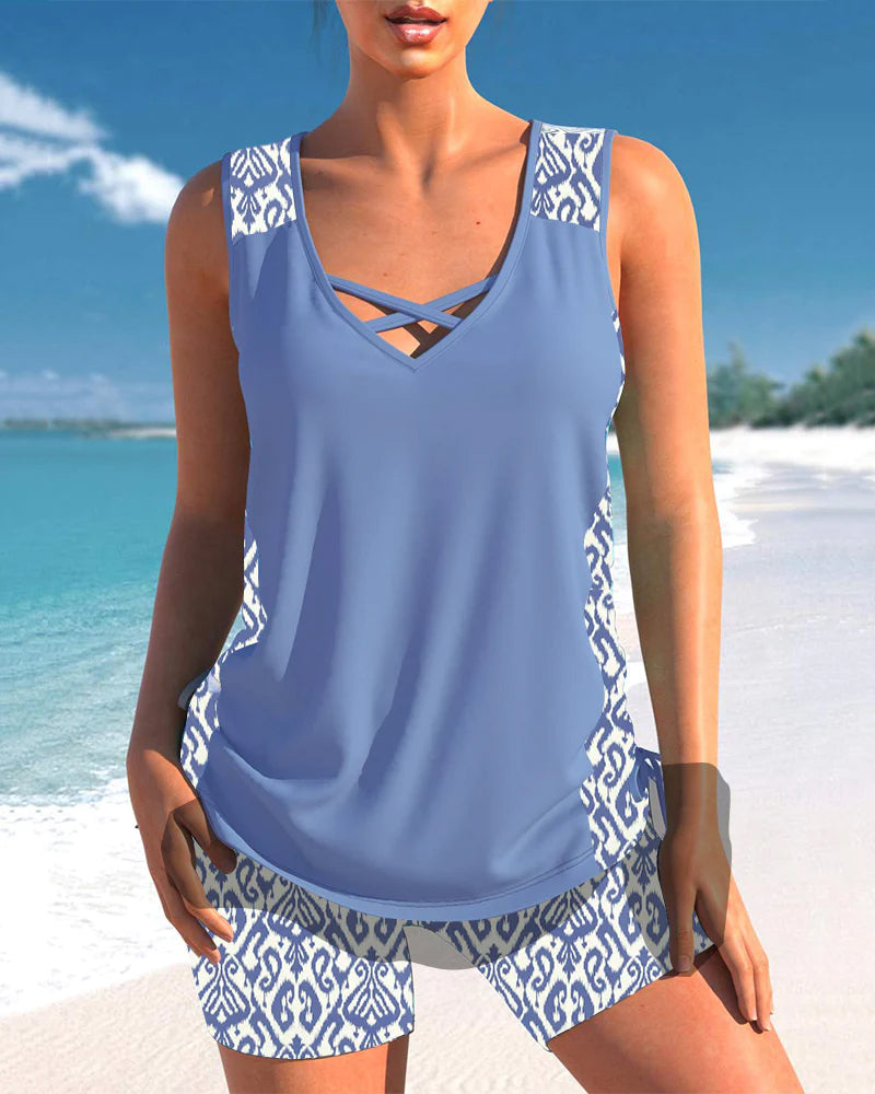Druck Tankini Set för Varmt Väder