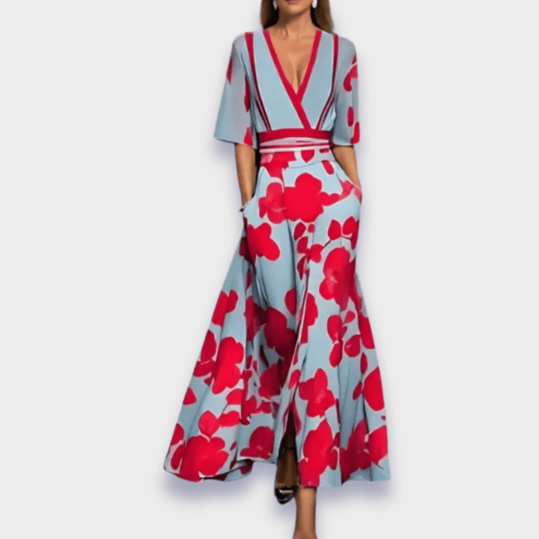 Blommönstrad Maxiklänning för Dam – Elegant Design