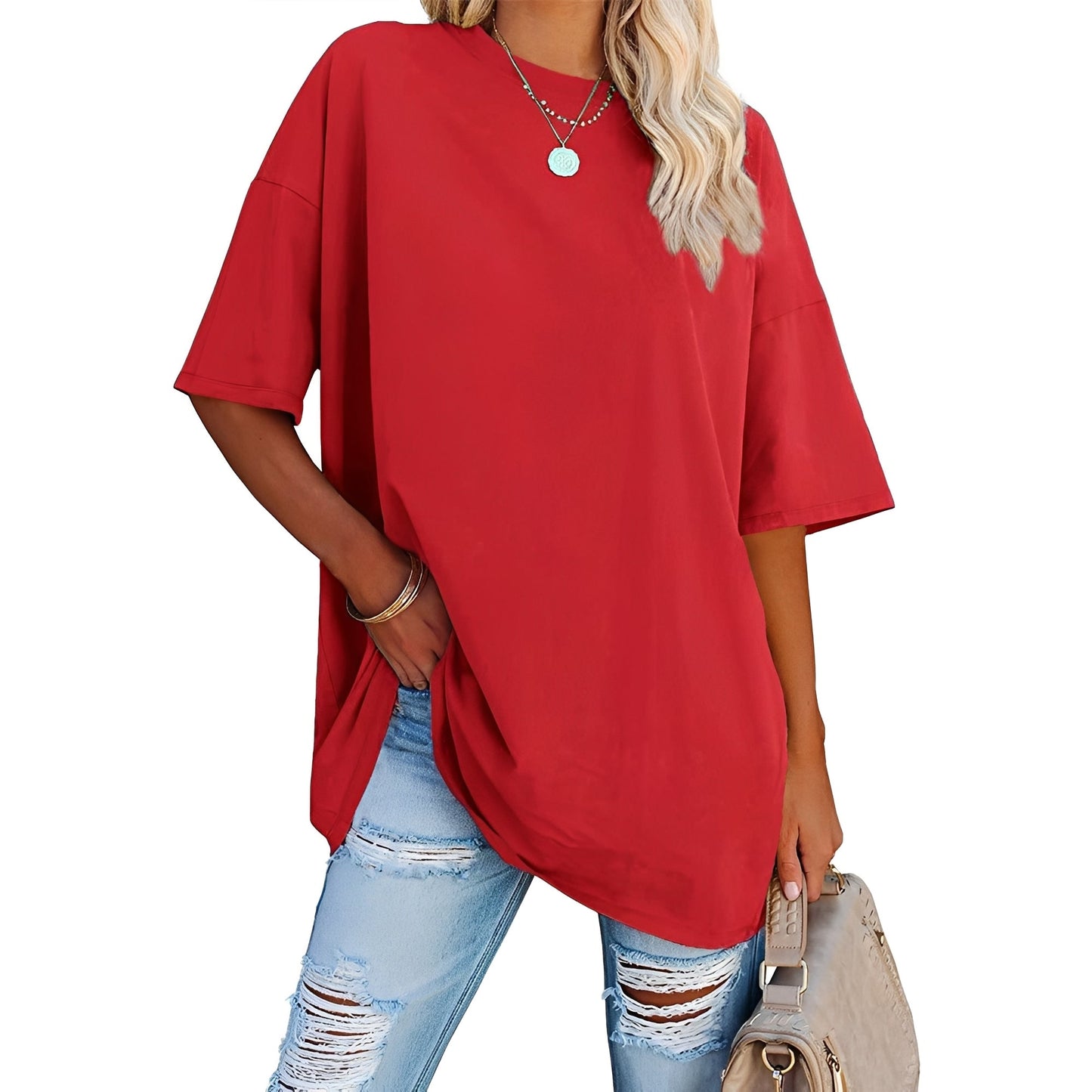 Lina - Avslappnad T-shirt med Snygga Detaljer