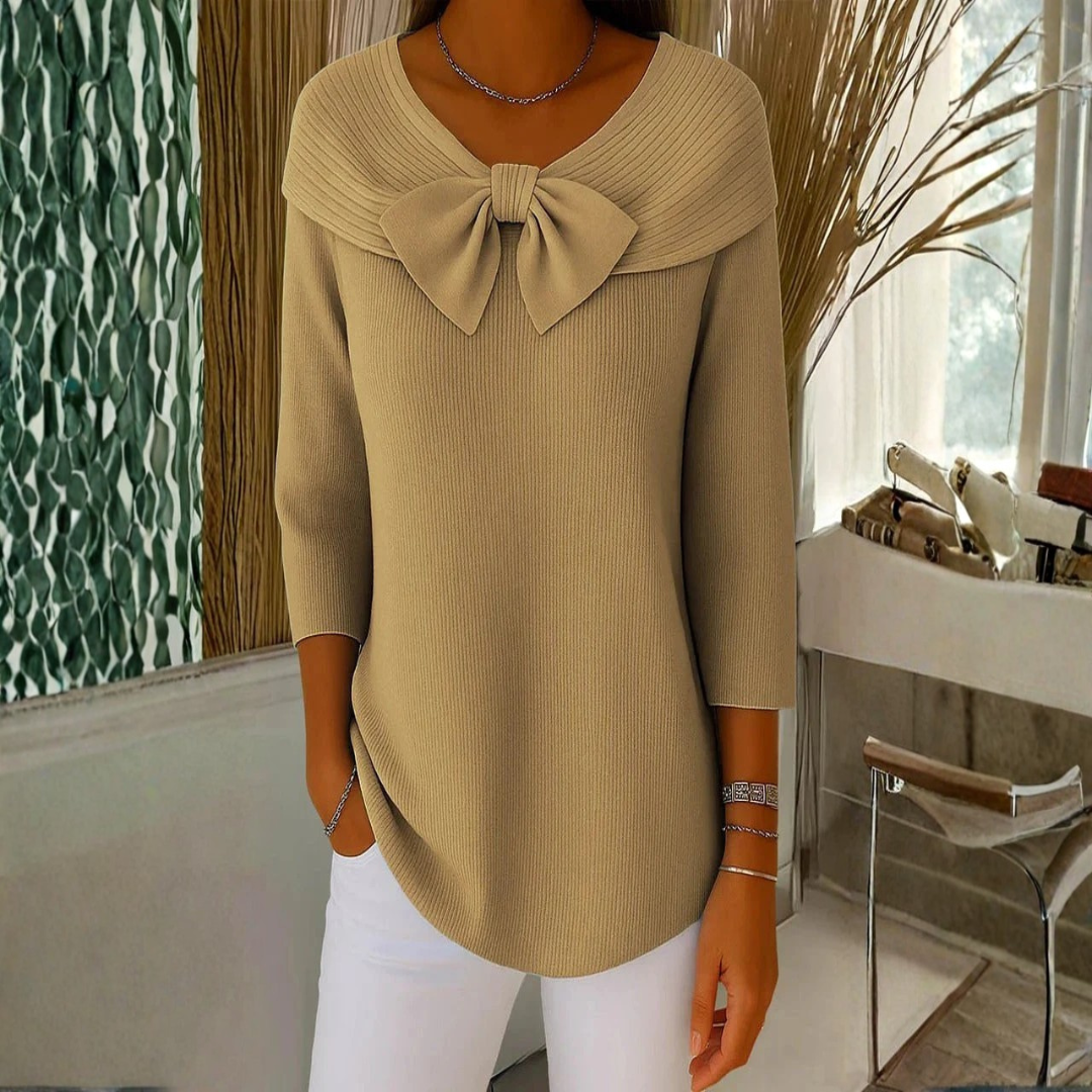 Sofia | Elegant Top med Snygg Detalj och Trekvartsärmar