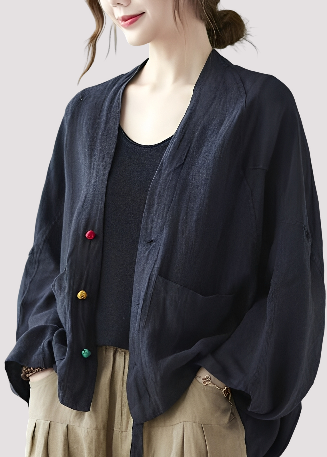 Sofistikerad oversize cardigan med fickor för kvinnor